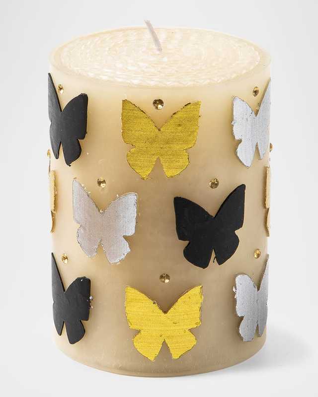 Butterfly Silver/Gold 4" Pillar Candle
